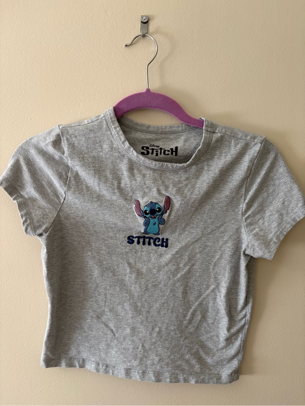 Disney Stitch Juniors Grey Graphic Tee